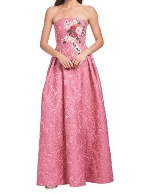 Sachin&Babi- Pink Belle Embroidered Floral Jacquard Gown